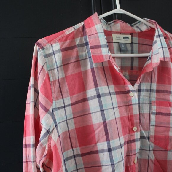 Old Navy Classic Button Up Plaid Blouse - Size XL - Picture 4 of 5